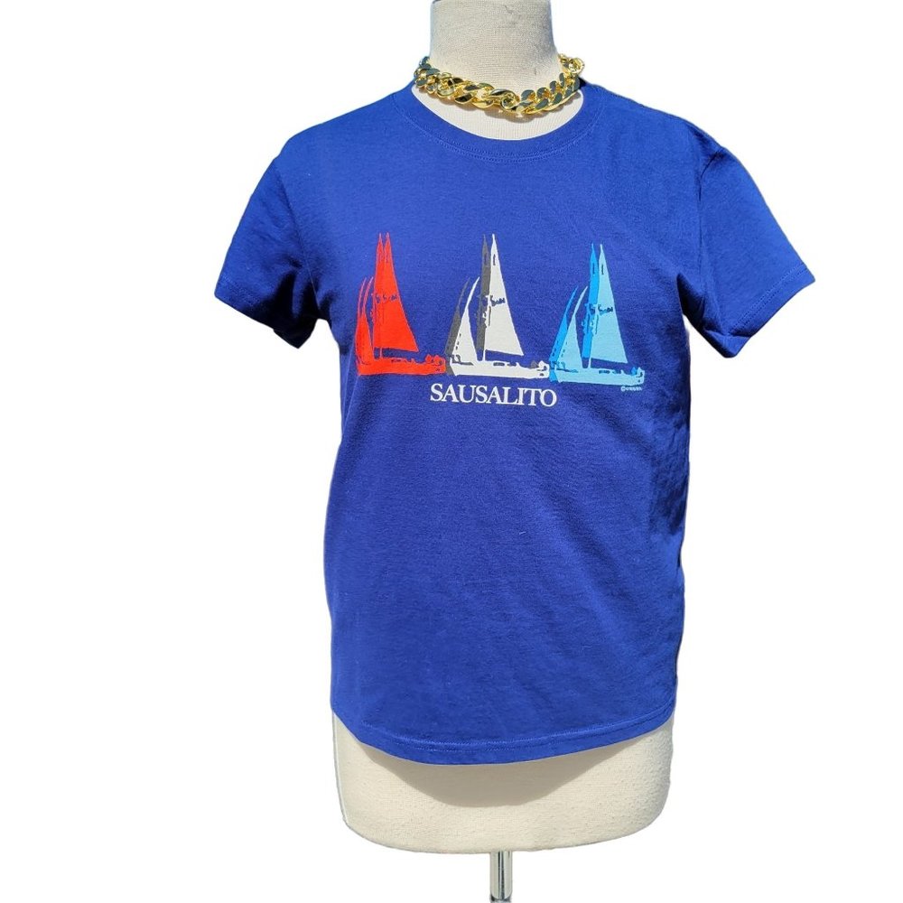 Crazy Shirts Womans Sailing Boats T Shirt Crew Neck Short Sleeve Hawaii Small